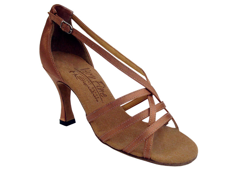 S9279 Tan Satin with 3&quot; Flare heel in the photo