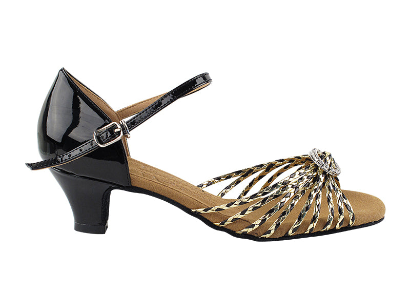 S9283 Black &amp; Gold Braid &amp; Cuban Heel