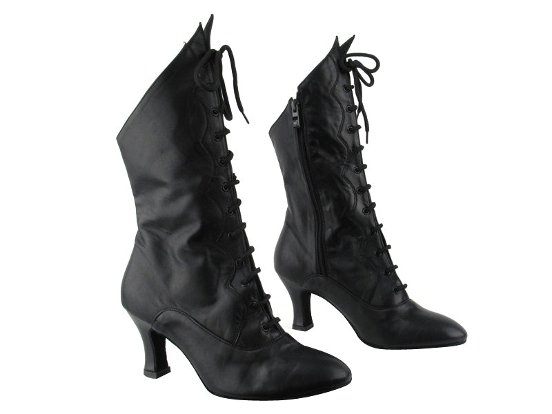 S9T61 Ankle Boot Black Leather with 2.5&quot; heel in the photo