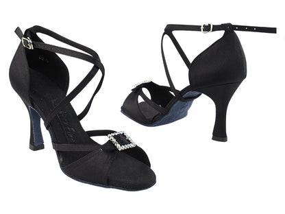 SERA1110 Black Satin with 3&quot; heel in the photo