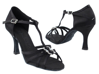 SERA1120 Black Satin with 3&quot; heel in the photo