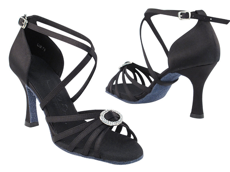 SERA1123 Black Satin with 3&quot; heel in the photo