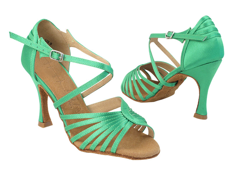 SERA1139 138 Dark Green Satin with YTG-1173_3.5&quot; Heel in the photo