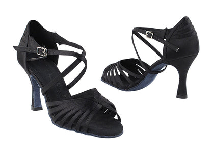 SERA1139 Black Satin with 3&quot; heel in the photo