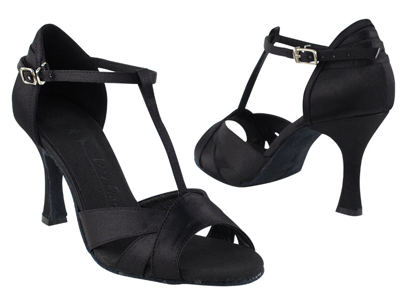 SERA1144 Black Satin with 3&quot; heel in the photo