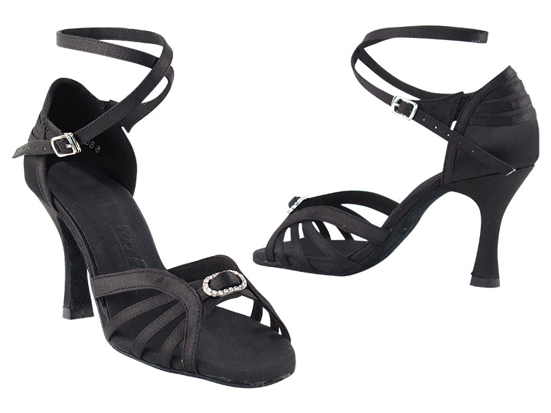 SERA1145 Black Satin with 3&quot; heel in the photo