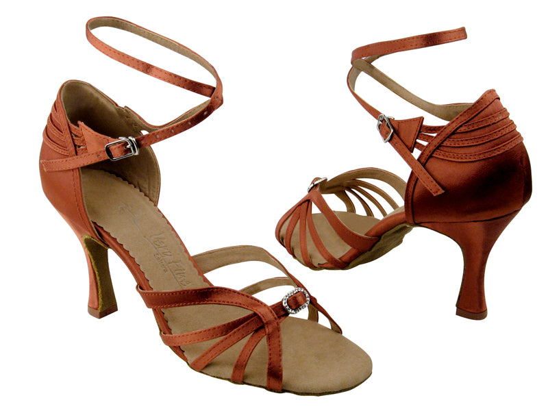 SERA1145 Dark Tan Satin with 3&quot; heel in the photo