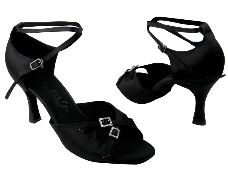 SERA1153 Black Satin with 3&quot; heel in the photo