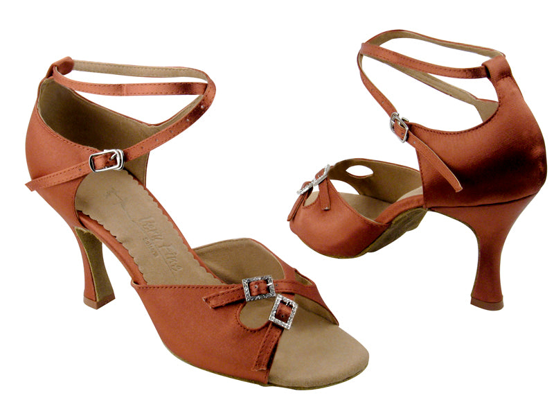 SERA1153 Dark Tan Satin with 3&quot; heel in the photo