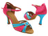 SERA1154 121 Rose Satin_120 Blue Satin Trim_H with 3" Flare Heel (5059) in the photo