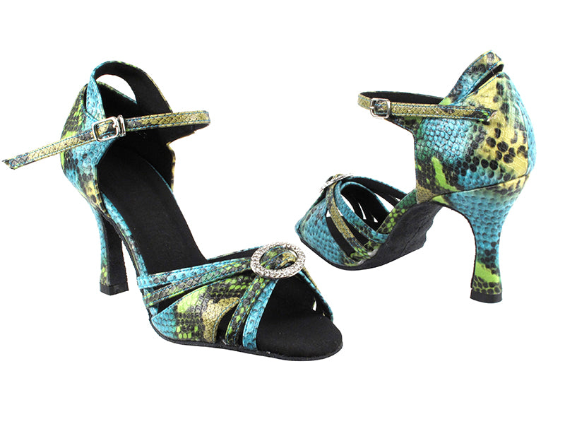 SERA1154 Blue &amp; Green Snake with 3&quot; heel in the photo