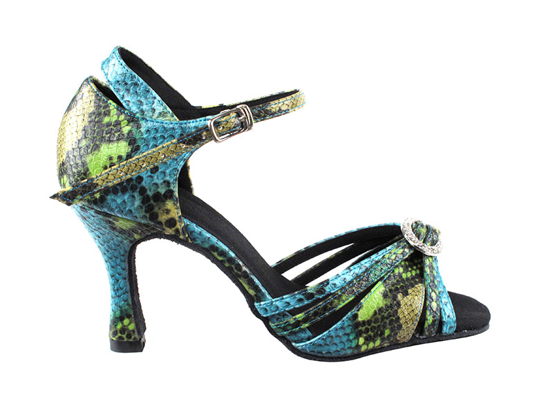 SERA1154 Blue &amp; Green Snake with 3&quot; heel in the photo