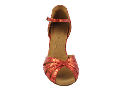 SERA1311 195 Snake Red Satin with 3&quot; Flare Heel (5059) in the photo