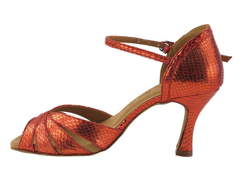 SERA1311 195 Snake Red Satin with 3&quot; Flare Heel (5059) in the photo