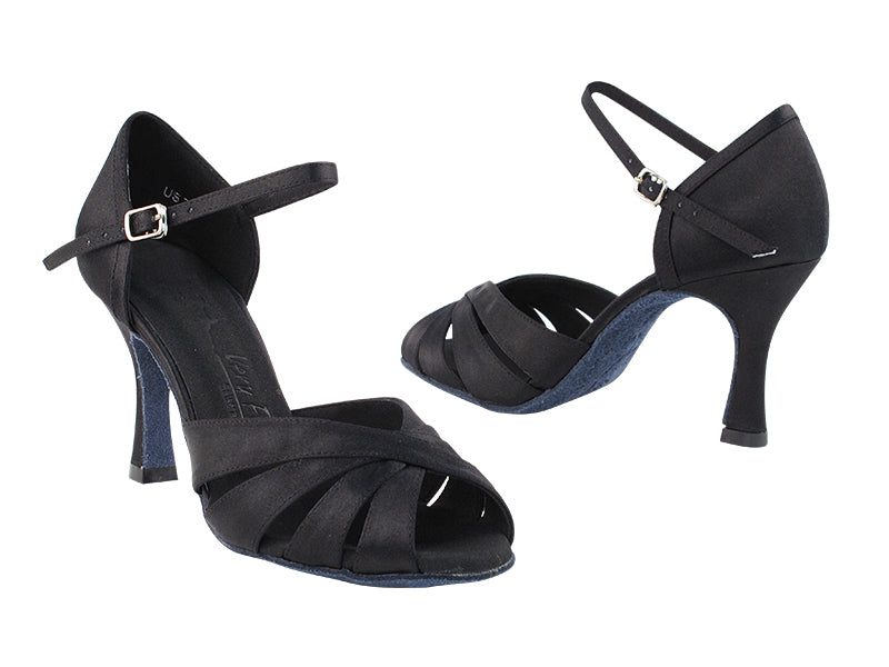 SERA1311 Black Satin with 3&quot; heel in the photo