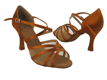 SERA1605 Dark Tan Satin with 3&quot; Heel in the photo