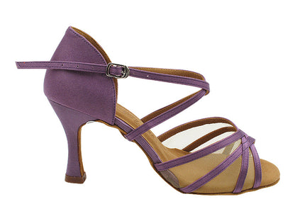 SERA1605 182 Lavender Satin with 3&quot; Flare Heel (5059) in the photo