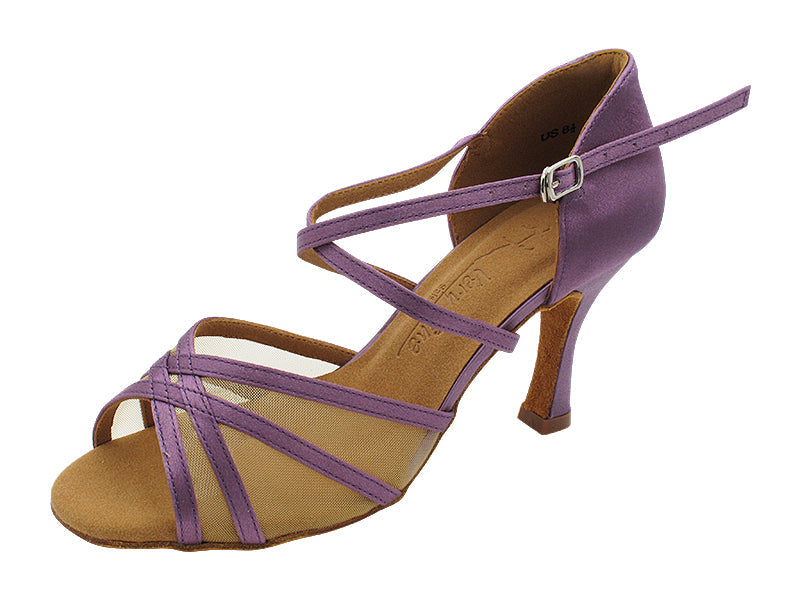 SERA1605 182 Lavender Satin with 3&quot; Flare Heel (5059) in the photo