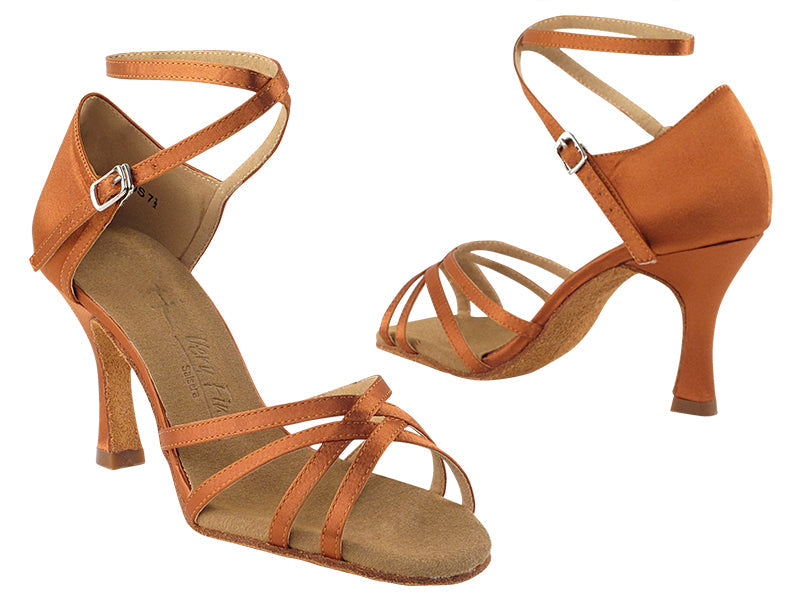 SERA1606 Dark Tan Satin with 3&quot; heel in the photo