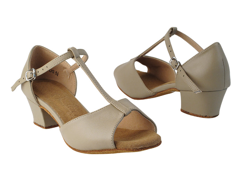 SERA1609 219 Beige Nanofiber Faux Leather with 1.5&quot; medium heel in the photo