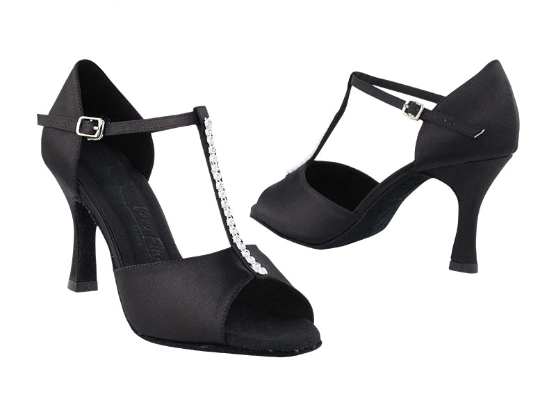 SERA1609 Black Satin with 3&quot; heel in the photo