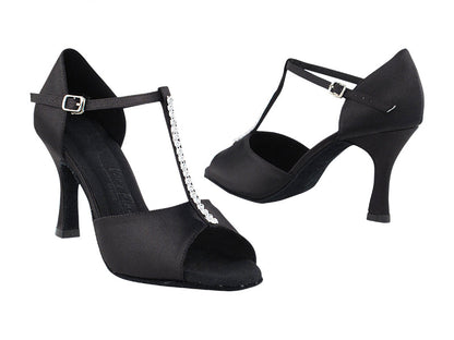 SERA1609 Black Satin with 3&quot; heel in the photo