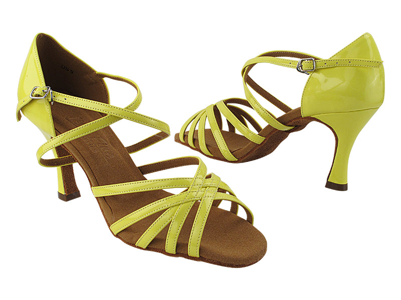 SERA1613 226 Fluorescent Grass Yellow Patent with 3&quot; Flare Heel (5059) in the photo