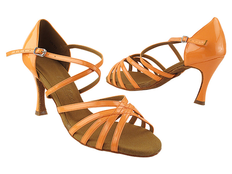 SERA1613 228 Fluorescent Orange Patent with 3&quot; Flare Heel (5059) in the photo