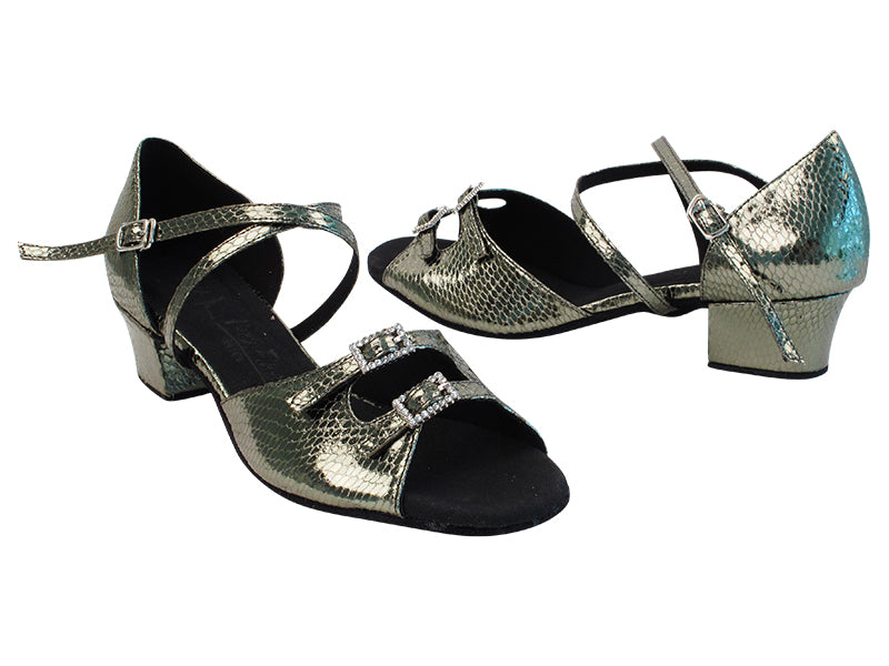 SERA1620X 106 Snake Grey Satin &amp; Stone with 1.5&quot; medium heel in the photo