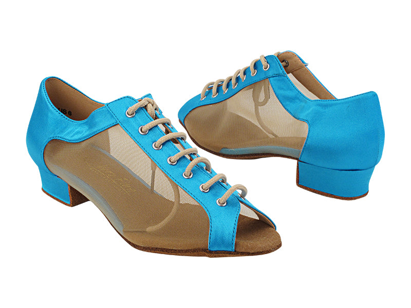 SERA1643FT 120 Light Blue Satin_Flesh Mesh with Women 1&quot; Heel (8881) in the photo