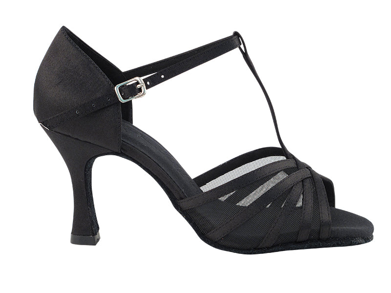 SERA16612 Black Satin with 3&quot; heel in the photo