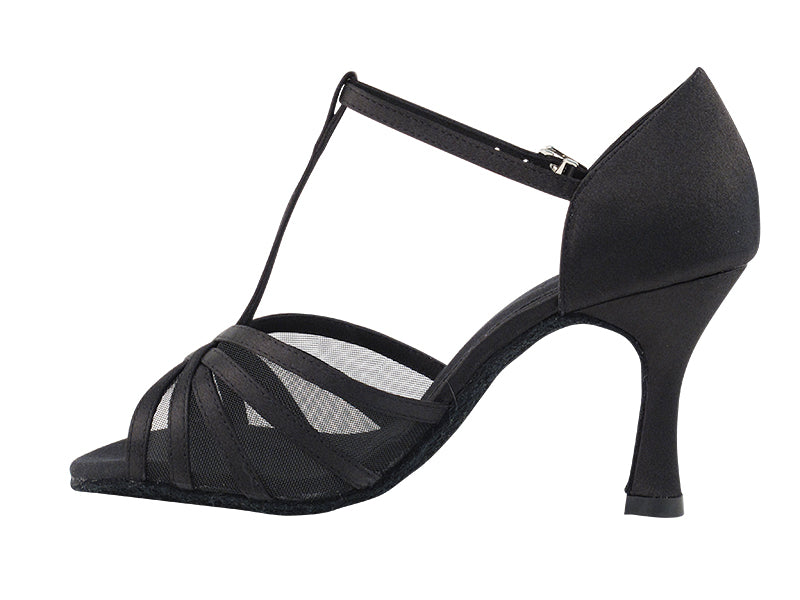 SERA16612 Black Satin with 3&quot; heel in the photo