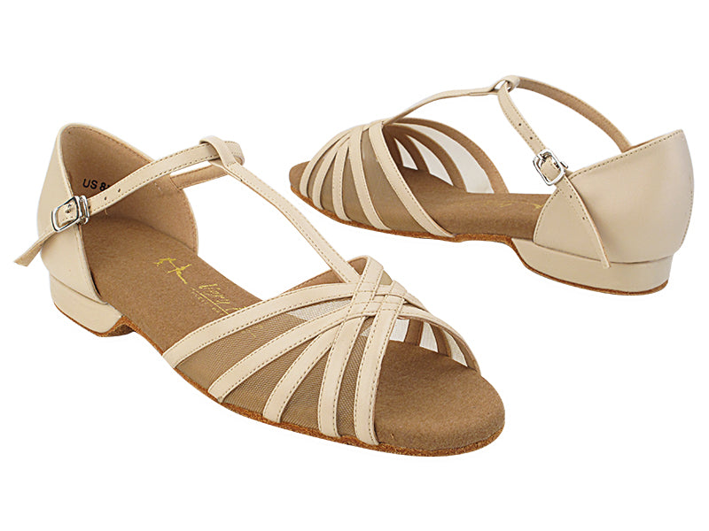 SERA16612FT 302 Light Beige Leather_Flesh Mesh with 0.5&quot; Flat Heel (Eva) in the photo