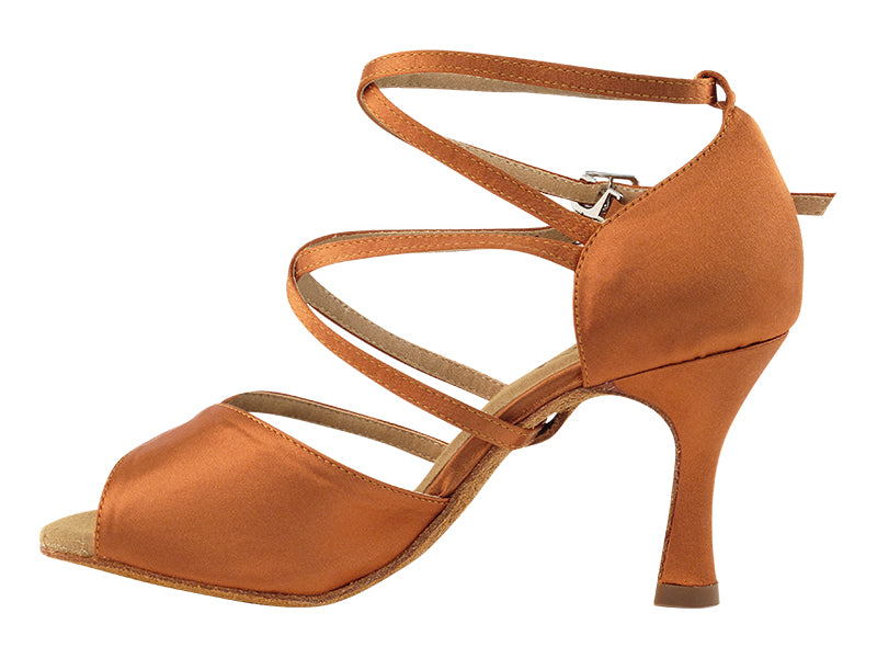 SERA1662b Dark Tan Satin with 3&quot; heel in the photo