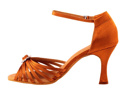 SERA1671b Orange Tan Satin with 3&quot; heel in the photo