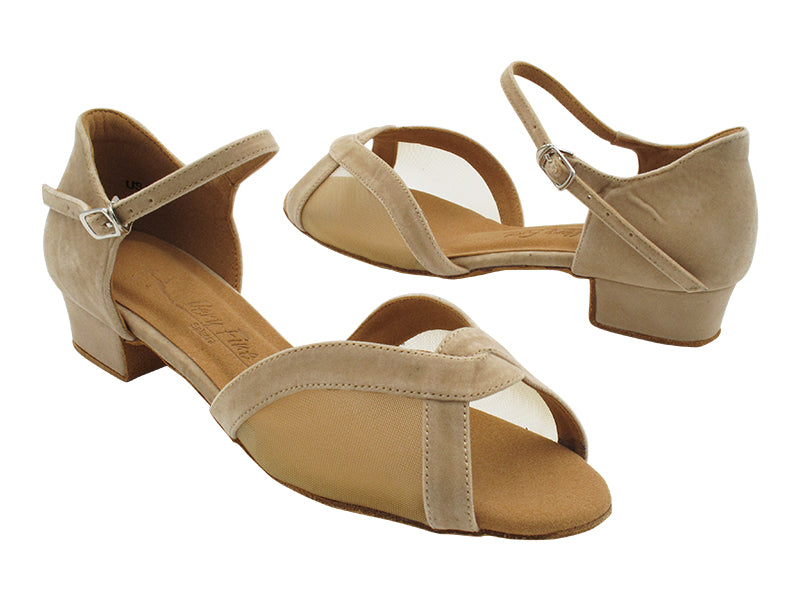 SERA1675 253 Light Tan Velvet_Flesh Mesh with 1&quot; Heel (8881) in the photo 