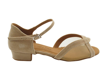 SERA1675 253 Light Tan Velvet_Flesh Mesh with 1&quot; Heel (8881) in the photo 
