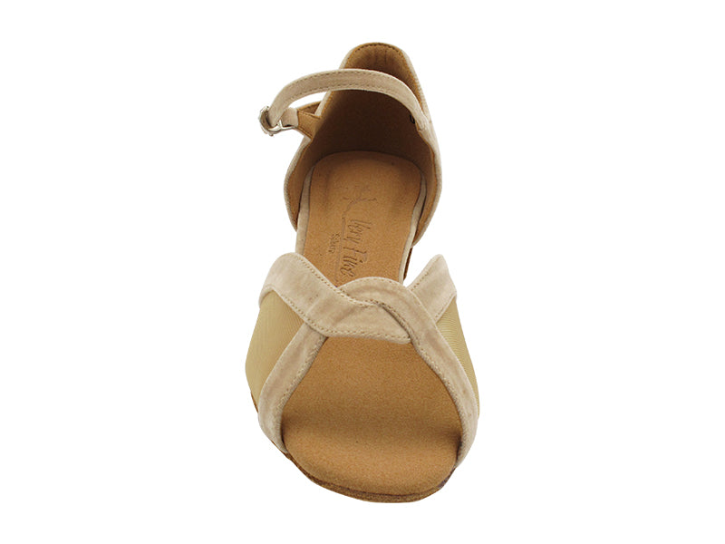 SERA1675 253 Light Tan Velvet_Flesh Mesh with 1&quot; Heel (8881) in the photo 