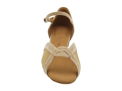SERA1675 253 Light Tan Velvet_Flesh Mesh with 1&quot; Heel (8881) in the photo 