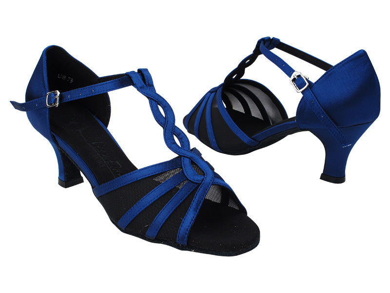 SERA1692 114 Dark Blue Satin_Black Mesh with 2.5&quot; Heel (2040) in the photo