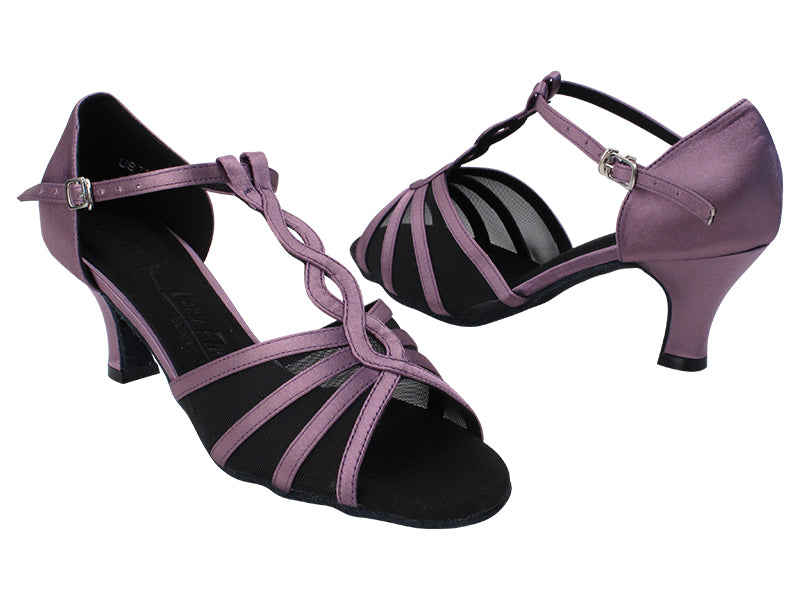 SERA1692 182 Lavendar Satin_Black Mesh with 2.5&quot; Heel (2040) in the photo