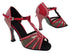 SERA1692CC 139 Dark Red Satin_Flesh Mesh with 3" Flare Heel (5059) in the photo