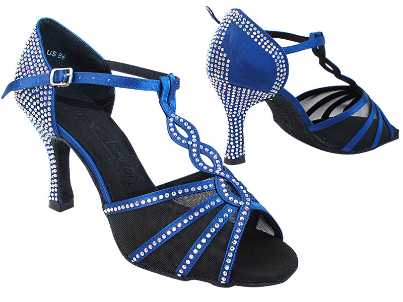 SERA1692CC Dark Blue Satin_Black Mesh with 3 inch Heel (YQG) in the photo