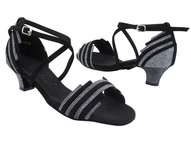 SERA1700 274 Black Nubuck_285 Black Glitter Satin with 1.2" Cuban Heel (CI) in the photo