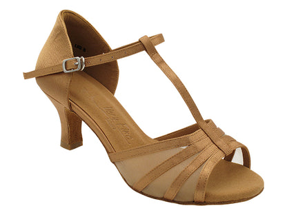 SERA1713 Brown Satin &amp; Flesh Mesh with 2.5&quot; Heel (2040) in the photo