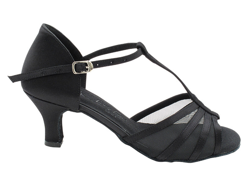 SERA1713 Black Satin &amp; Black Mesh with 2.5&quot; Heel (2040) in the photo