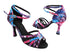 SERA2613 Blue Purple Flower Satin with 3" Flare Heel (5059) in the photo