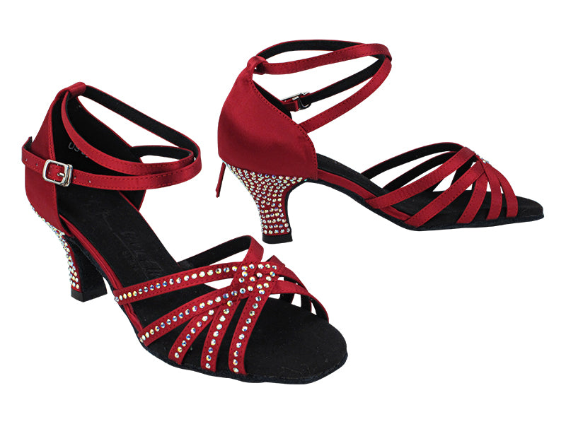 SERA2613CC 139 Dark Red Satin_Rhinestone_F_H Only with 2.5&quot; Heel (2040) in the photo