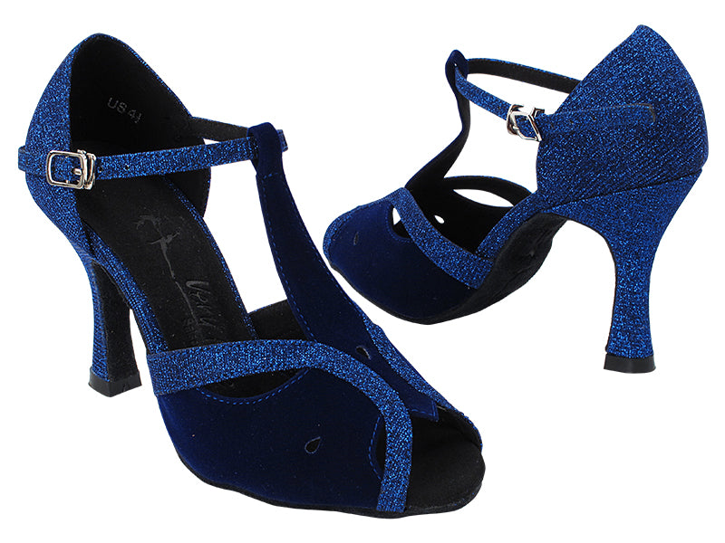 SERA2800 252 Blue Velvet_190 Glitter Blue Satin Trim _B  with Women&