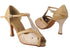 SERA2800 8 Gold Stardust_220 Beige Brown Leather Trim with 3.5" TYG Heel in the photo